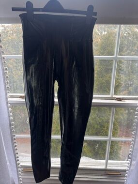 SPANX Black Faux Leather Leggings with High Waist